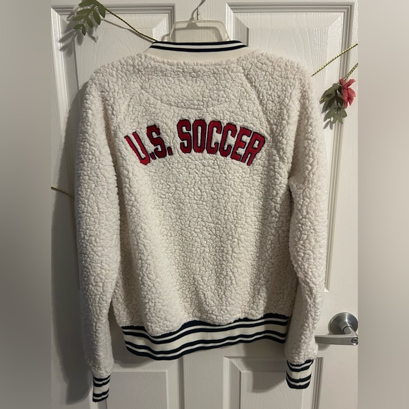 Women's 5th & Ocean by New Era White USWNT Sherpa Full-Zip Jacket - M - Picture 5 of 6